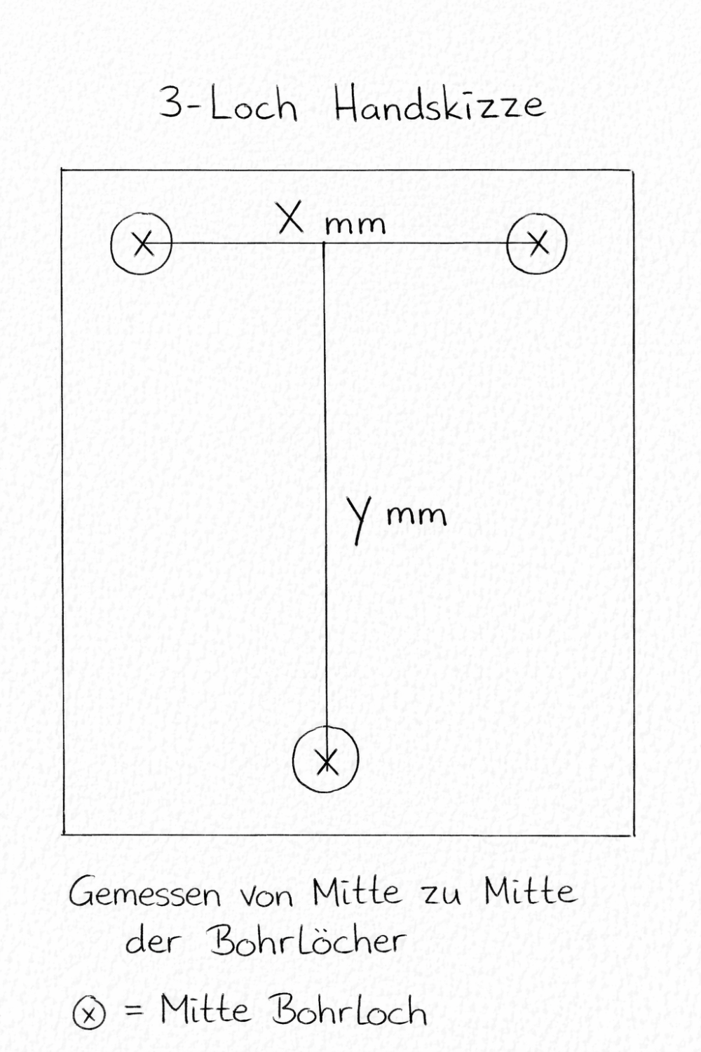 Ladesäule Sonderanfertigung Spezialanfertigung Maßanfertigung Wallbox mit Dach | Stele | Standsäule - Hanskizze Wallbox 3 Lochbild