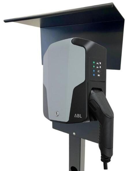 Doppelladesäule DUO passend für ABL EMH1 Wallbox mit Dach | Doppel-Stele | Doppel-Standsäule - ABL